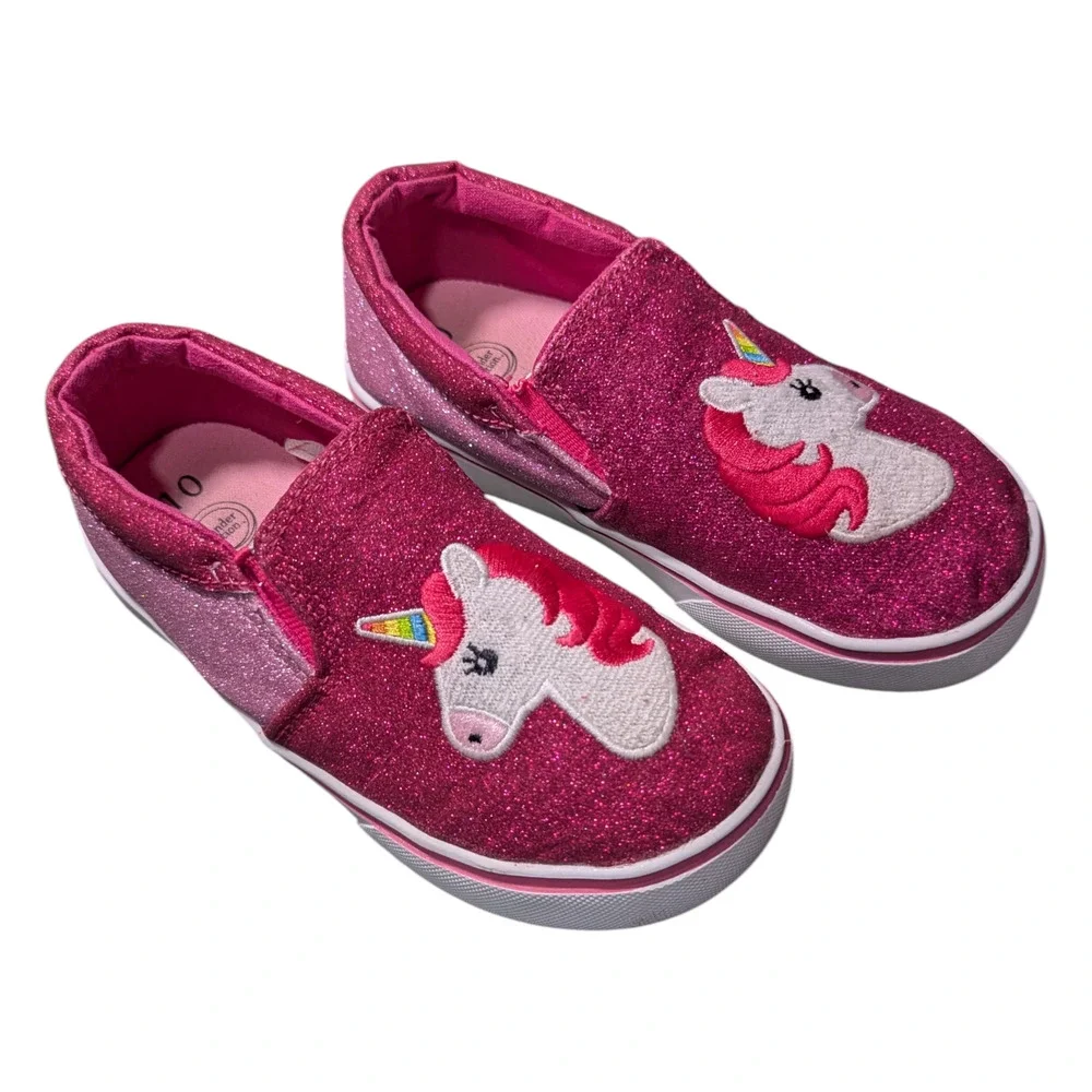 Wonder Nation -Toddler Girl Critter Shoes - Pink Glitter Unicorn Design -Size 10
